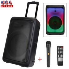 Portable Karaoke Speaker System with Wireless Microphone RGB LED Lights DJ Party