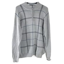 Haggar Mens Sweater Size Large Gray 1/4 Zip