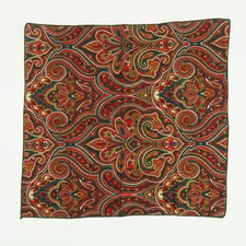 Mens Green Red Bandana Hankershief Paisley Pattern 16"x15"