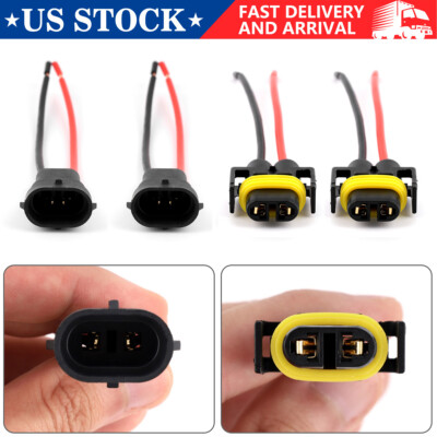4x Wire Pigtail Male H11 Two Harness Head Light Low Beam Bulbs Connector Repair!
