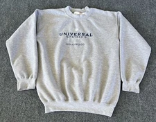 Universal Studios Hollywood Sweatshirt Gray Embroidered Crewneck Pullover M/L