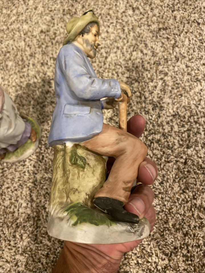 Homco 1433 Old Woman and Old Man Figurines Vintage Home Interiors