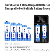 USB Battery Charger LED Display Li-ion Ni-MH Ni-CD 14500 18650 32650 AA AAA AAAA