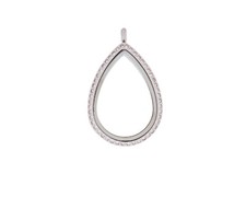 Floating Locket Stainless Steel 316L Glass Teardrop Shape Crystals NEW