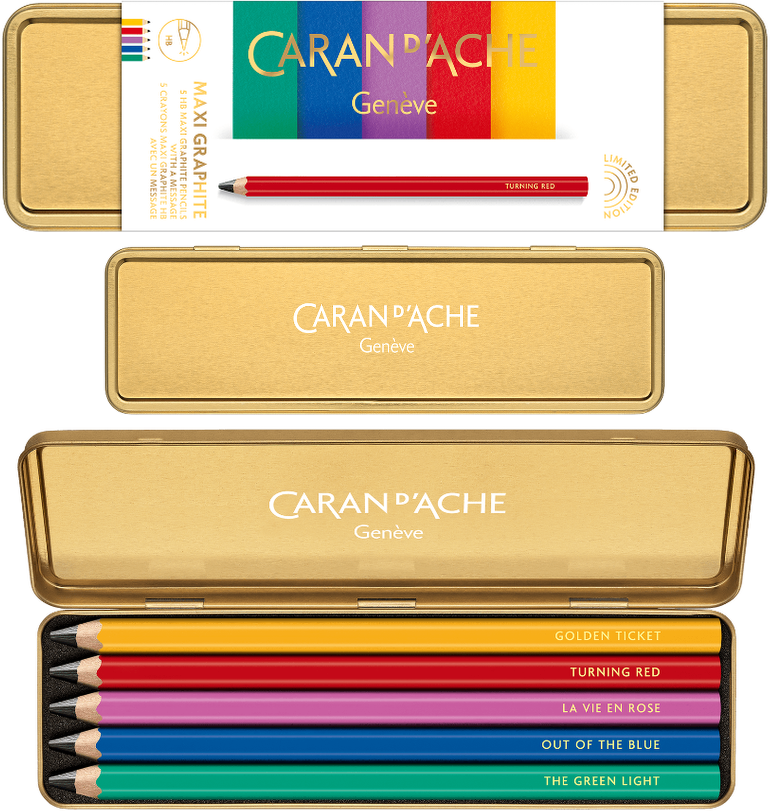 Caran d'Ache Maxi Graphite Pencil Set of 5 HB Colour Treasure Limited Edition