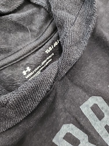 Under Armour Boys Project Rock Mana Sleeveless Hoodie Black Terry Pocket Youth L - Picture 3 of 4