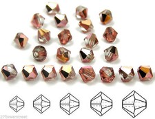 Czech Bicone Crystal Beads Crystal Capri Gold Half coated Rondelle Diamond