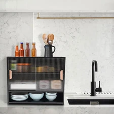 Small Kitchen Pantry Cabinet, Bamboo Wall Sideboard Cupboard Food Pantry Cabinet