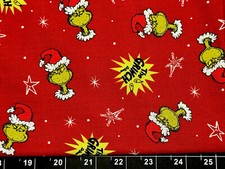 Tina SCRAP 9"x21" Fabric Cotton Dr.Seuss How the Grinch Stole Christmas Star Red