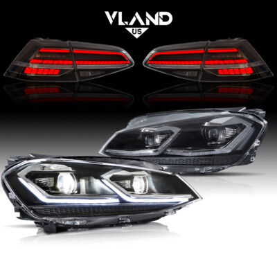 VLAND For 2015 16 2017 VW Golf 7 MK7 &GTI FULL LED Headlights+Smoked Tail Lights