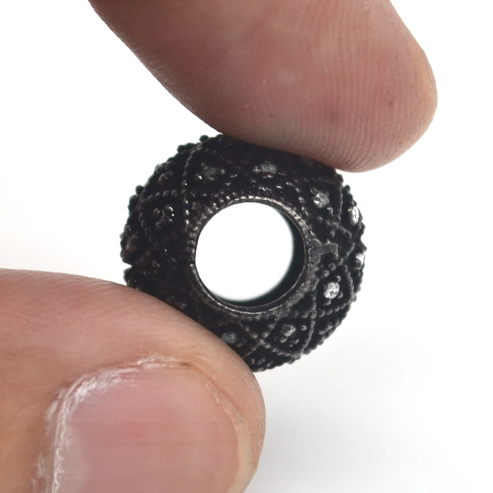 Plata de ley 925 diamante natural rondelle bolas cuentas espaciadoras hallazgos rodio Foto 3 de 3