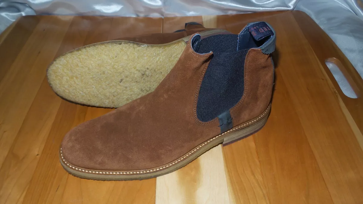 Blue Suede Leather Chelsea Ankle Boots