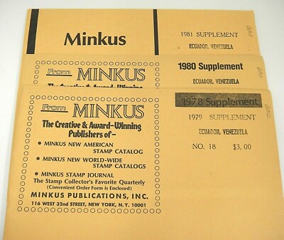Minkus 1979 1980 1981 Ecuador Venezuela Stamp Album Supplements Lot of 3 NOS