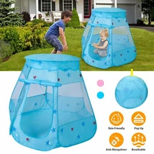 Kids Pop Up Game Tent Prince Princess Toddler Game Play Tent Birthday Gift Blue