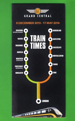 Eisenbahnfahrplan - Grand Central - Sunderland & Bradford nach London - Dez 2013