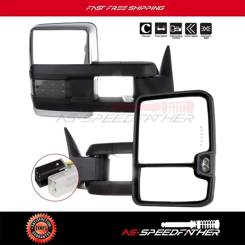 Power Chrome Turn Signal Side Mirrors Pair Set For Chevy GMC C/K 1500 2500 3500