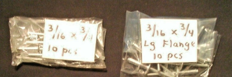 Aluminum Pop Rivets 10 Each  3/16" x 3/4" Lg Flange 3/16" x 3/4" 20 Pcs USA Ship