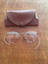 Vintage Antique Wire Frame Spectacles 1/10 12K Gold Filled With Case