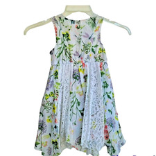Artisian NY Dress Girls Size 5 Cotton Blend Floral Sleeveless Lace Lined Easter