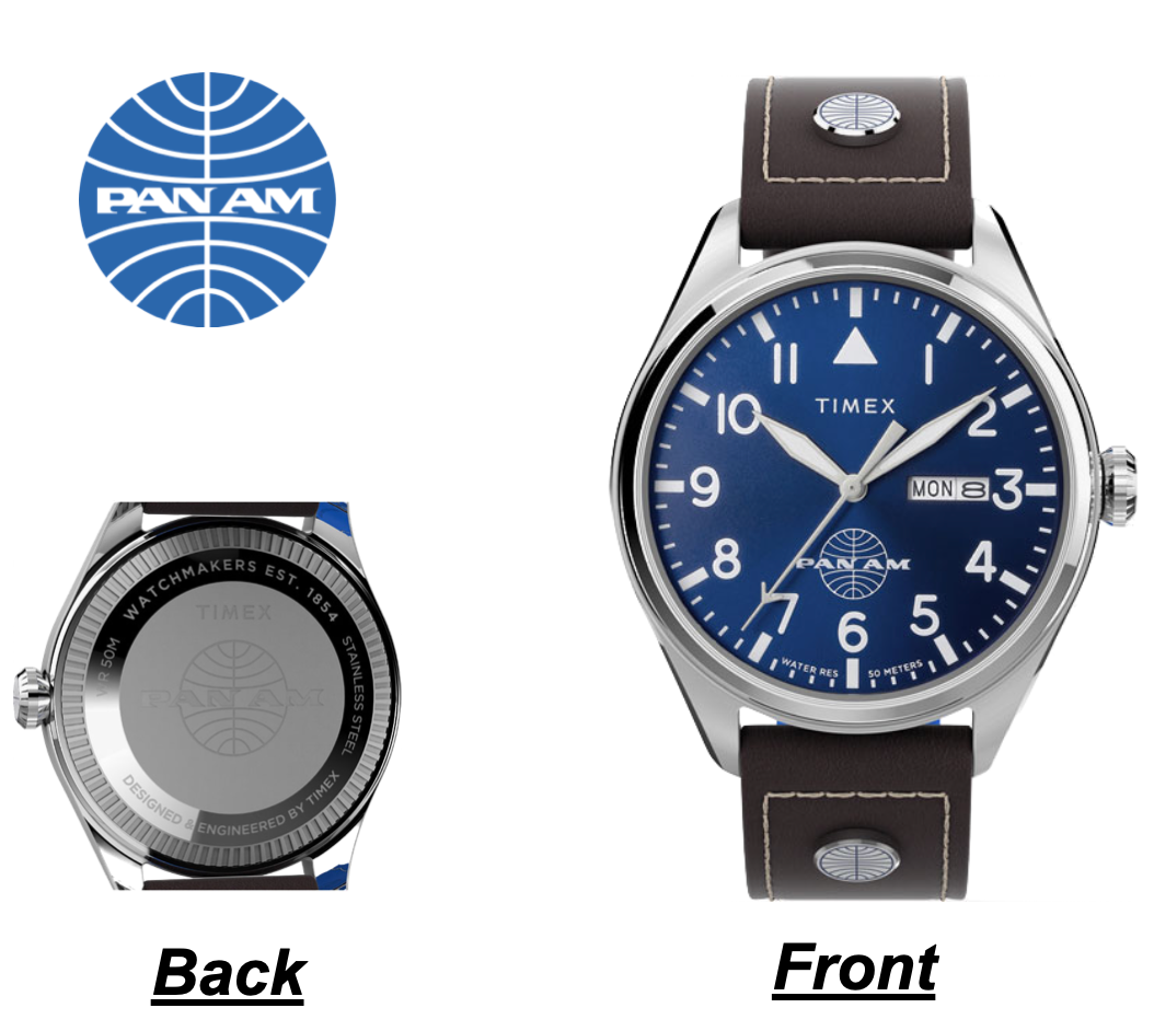 Timex X Pan Am Day-Date 42mm Silver Stainless Steel Case with