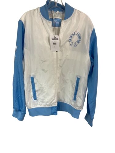 Mens JEWEL HOUSE Blue/White Windbreaker Zip Up Medium- NWT