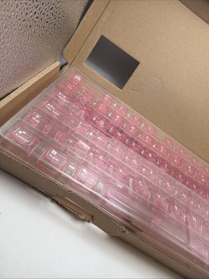 Crystal Clear Keyboard Keycaps Transparent PC Cherry Profile Pink Keycap Set ...