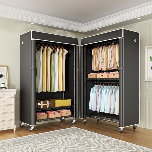 Clothing Rack with Cover, P1C Rolling Closets with Wheels, Metal Garment Rack... - Picture 6 of 7