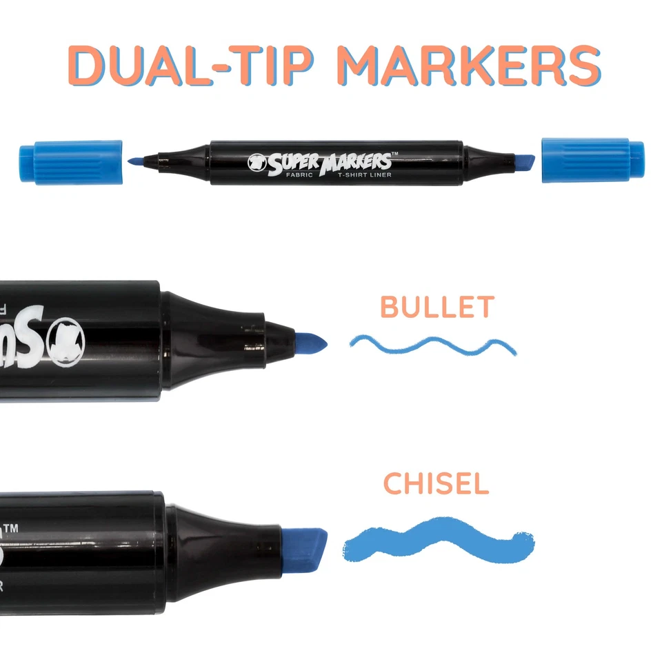 Crazy Colors Dual Tip Fabric & T-Shirt Marker 20 Color Set, Bullet & Chisel Tips - Image 3 of 4