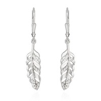 Paar Brisur Feder OhrhäNger 925 Silber Glanz 23X7Mm Zirkonia Weiß Damen Ohrringe
