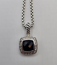 NECKLACE IN STERLING SILVER BLACK ONYX DIAMONDS PETITE ALBION DAVID YURMAN
