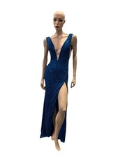 Sherri Hill - Size: 0 - Peacock - Beaded Gown w/ Deep V-Necklin - Style: 55090