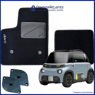 W-PARTS SERIE 2 TAPPETI - TAPPETINI IN MOQUETTE NERI PER CITROEN AMI 2020> + Kit Agganci