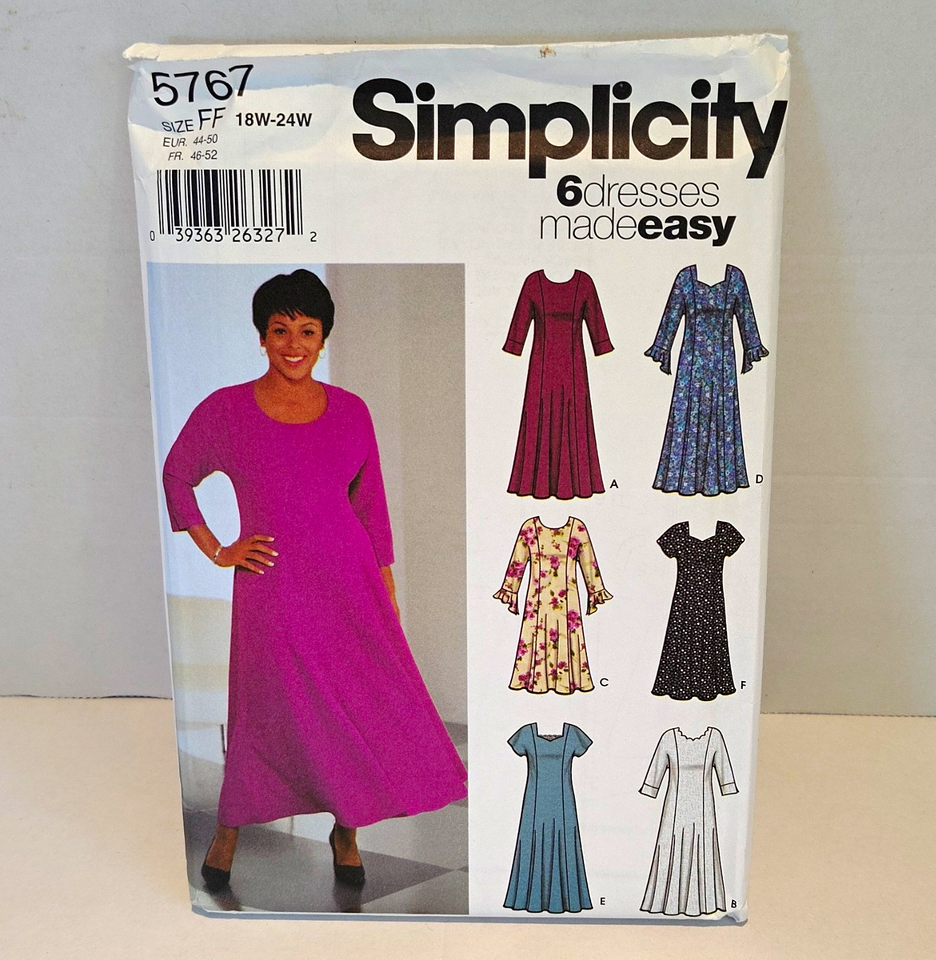 Simple Parten Simplicity 5767 Sewing Pattern Made Easy Dresses Women Size 18W 20W 22W ...