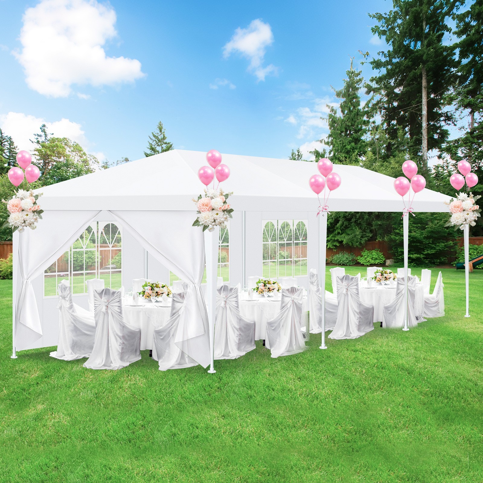 White Gazebo With 8 Sidewalls