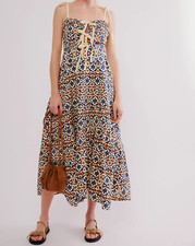 Free people Palma Printed Midi Dress Size L RRP £158