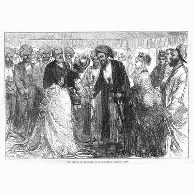 The Sultan of Zanzibar at Lady Frere's Garden Party - Antique Print 1875