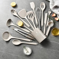 15pcs  Silicone Kitchen Utensils Heat Resistant Cooking Set Hanging Hole Design