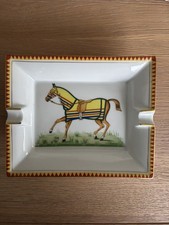 Hermes Ashtray Porcelain Tray Cigar Horse Animal Yellow Without Box Very Good