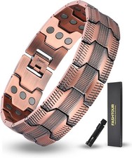 3X Copper Bracelet for Men Triple Ultra Strength Magnets, Masculine Design Pure