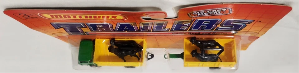 1990 Matchbox Trailers TP-103 Cattle Truck And Trailer Green/Yellow w/Black Cows - Изображение 3 из 4
