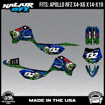 Graphics Kit for Apollo RFZ X4 X5 X6, X14 to X19 Core Series - Blue