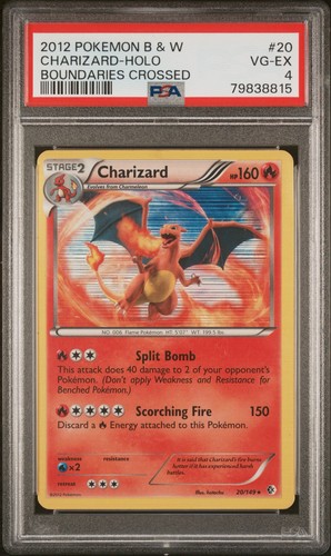 2012 POKEMON BLACK & WHITE BOUNDARIES CROSSED #20 CHARIZARD-HOLO PSA 4