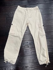 Womens Cream Cargo Jogger Pants XL Elastic Wa...