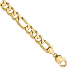 10k Yellow Gold 10mm Flat Figaro Chain Bracelet 8"