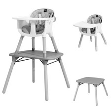 Costway 4 in 1 Baby High Chair Convertible Toddler Table Chair Set w/ PU Cushion
