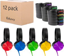 Bulk Headphones for Classroom, 12 Pack Durable Wired School Headphones for Stude