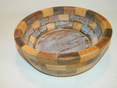 Vintage Holz Handarbeit rustikal Obstschale Mosaik Limette Stil Waschung 9,5 Zoll
