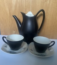 Vintage Midwinter Stylecraft Nature Study Coffee Pot plus 2 Cups & 2 Saucers