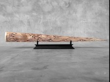 Schwertfisch-Sto&szlig;zahn mit Phoenix- & Drachemotiv Carving Schnitzerei Hochzeit