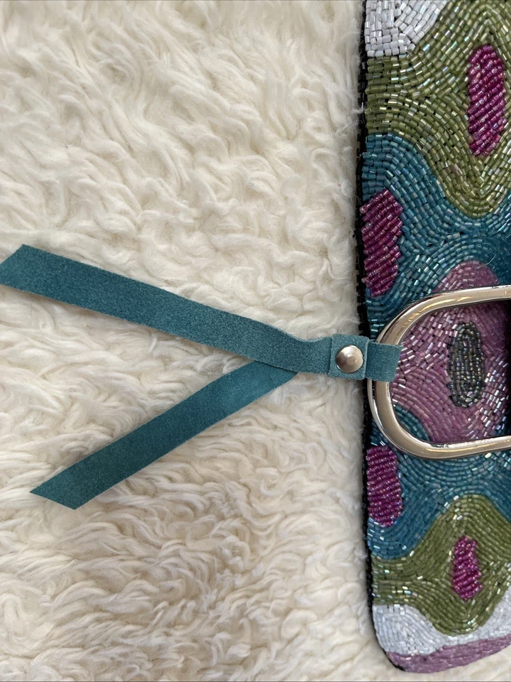 Bolso clutch Christiana vintage totalmente con cuentas años 90 Y2K colorido psicodélico boho Foto 3 de 4
